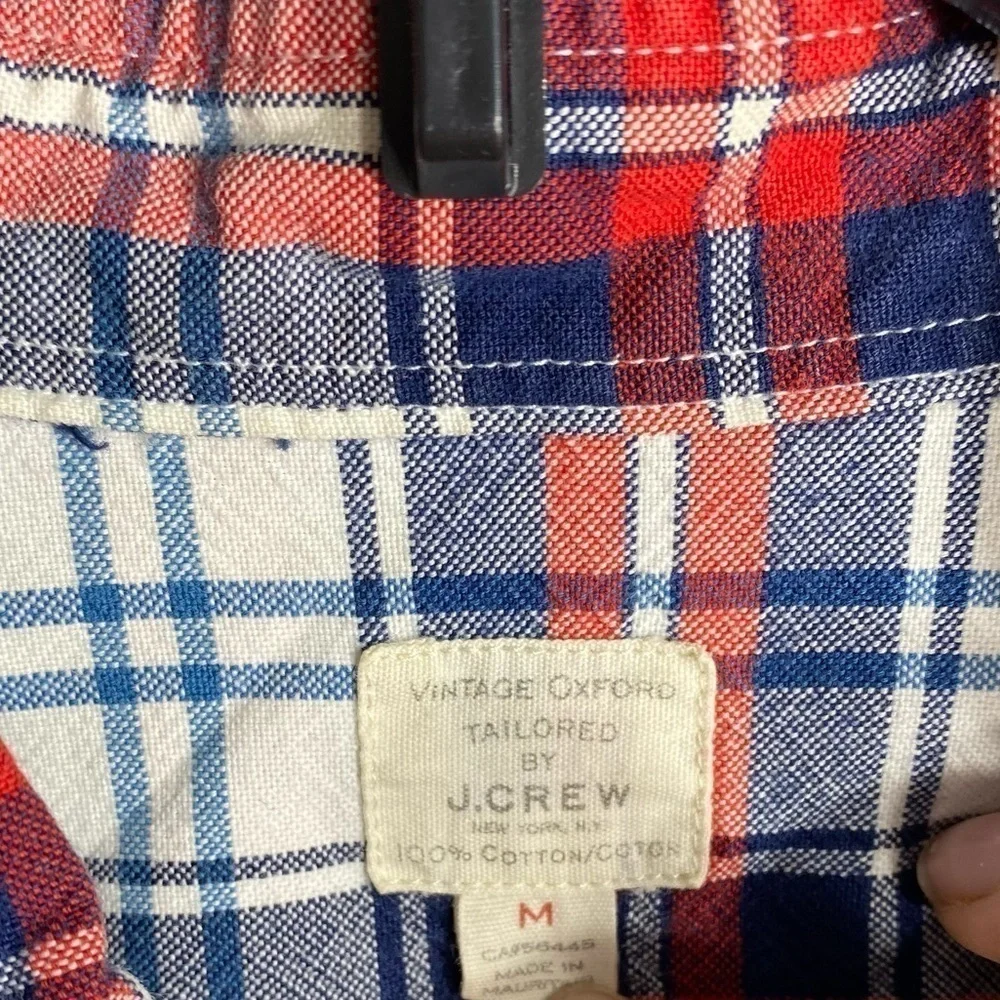 J.Crew Tailored Vintage Oxford Plaid Button Down Medium Red